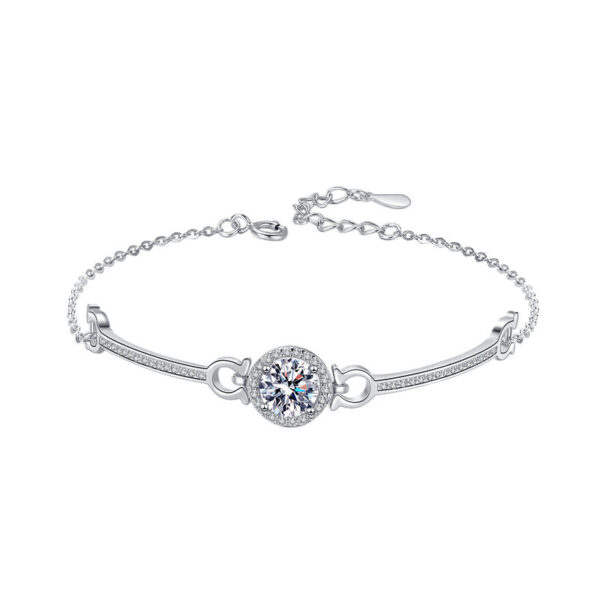 Mobius one carat moissanite sterling silver and platinum-plated bracelet - Image 6