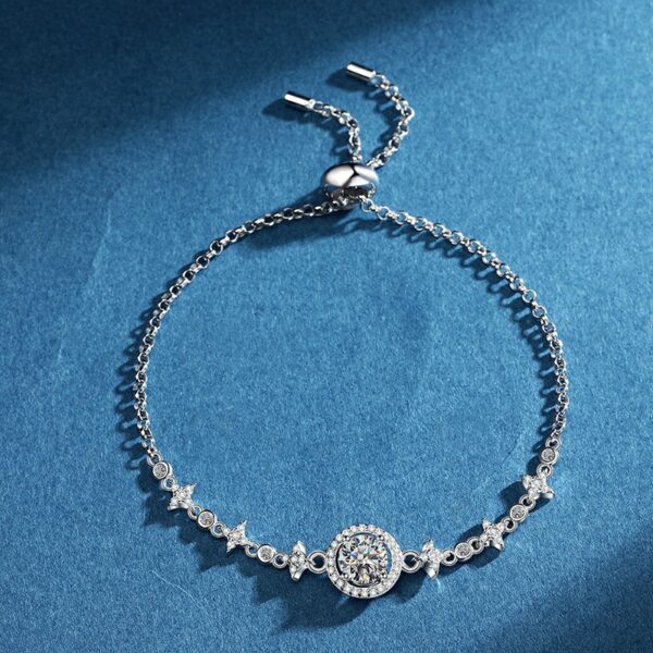 Sterling silver star and moon round carat moissanite bracelet - Image 4