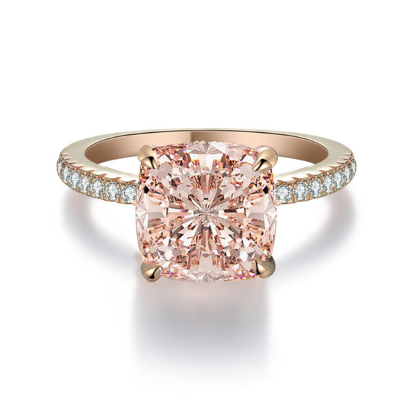 Sterling silver high carbon diamond 5 carat fat square Morgan pink diamond ring - Image 5