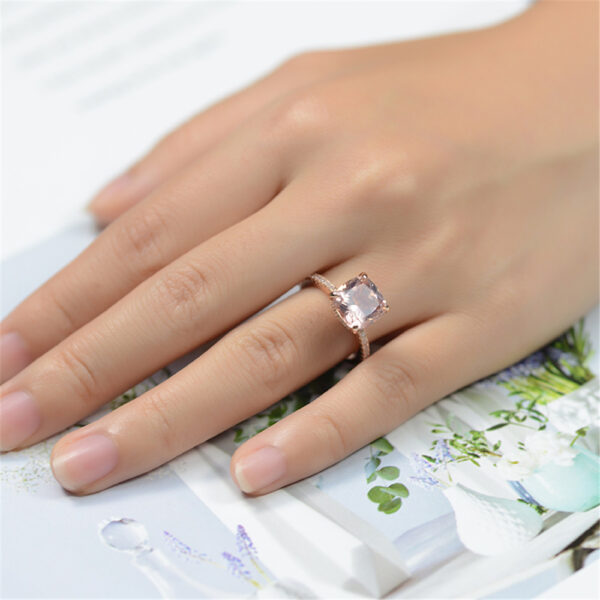 Sterling silver high carbon diamond 5 carat fat square Morgan pink diamond ring - Image 4
