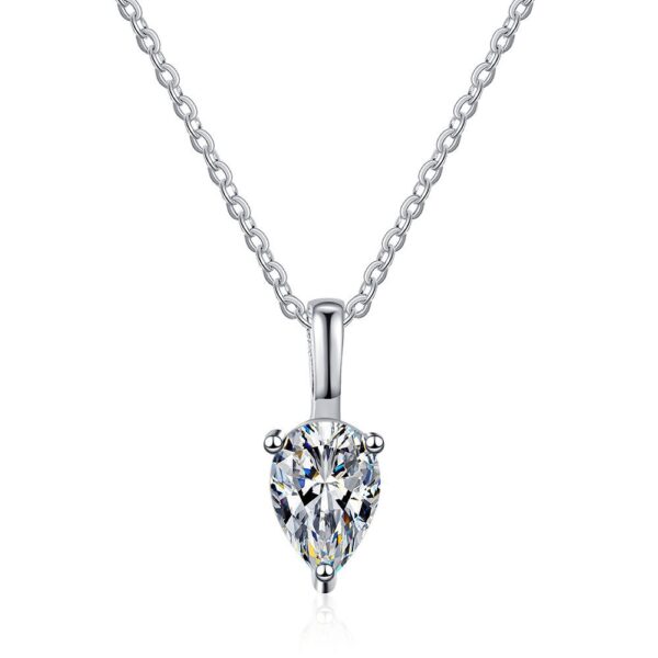 Sterling silver shaped teardrop moissanite pendant 1 carat D-color moissanite necklace