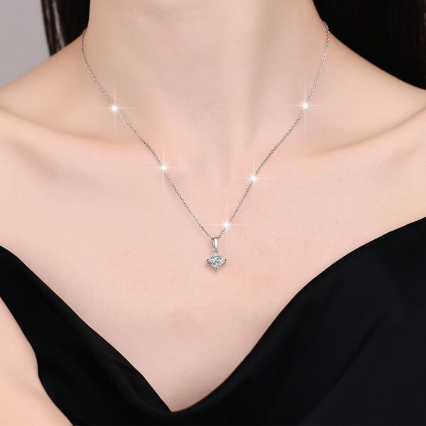 One carat sterling silver princess cut moissanite pendant - Image 6