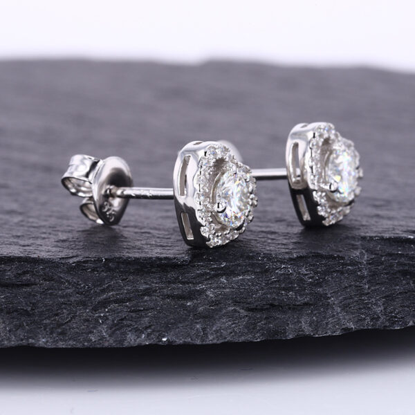 Sterling silver D-color moissanite earrings - Image 3