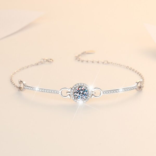 Mobius one carat moissanite sterling silver and platinum-plated bracelet - Image 3