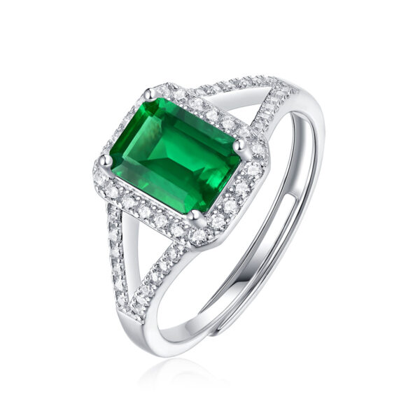 Sterling silver ring with emerald - Image 4