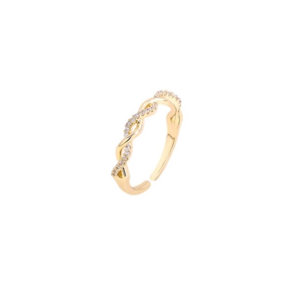 Sterling silver 14K gold-plated diamond twist adjustable ring