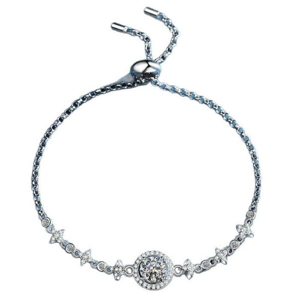 Sterling silver star and moon round carat moissanite bracelet - Image 5