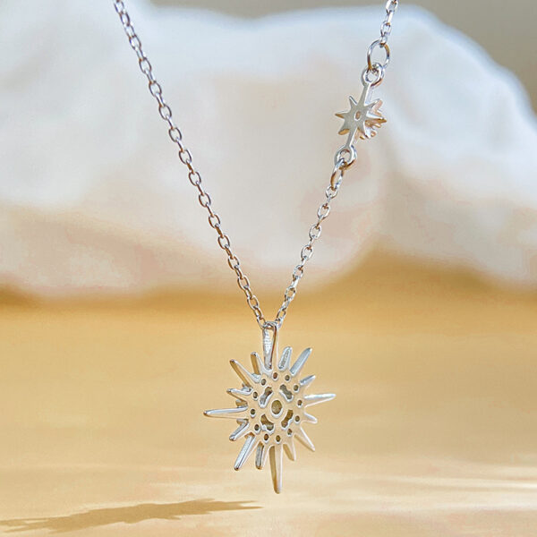 Sterling silver moissanite pendant tassel star moon hexagram clavicle necklace - Image 4