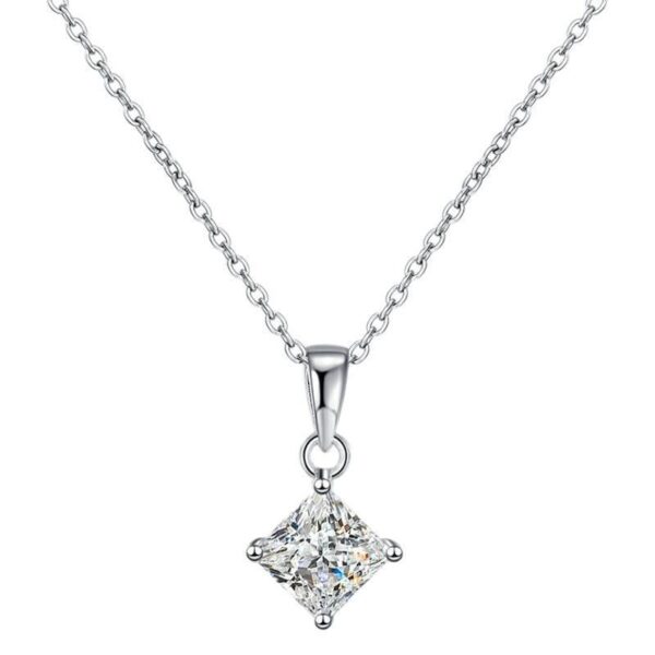 One carat sterling silver princess cut moissanite pendant