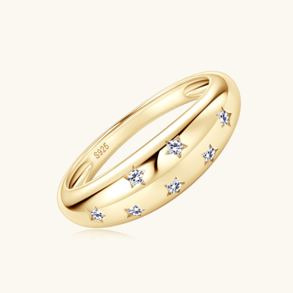Starry Moissanite Sterling Silver Ring