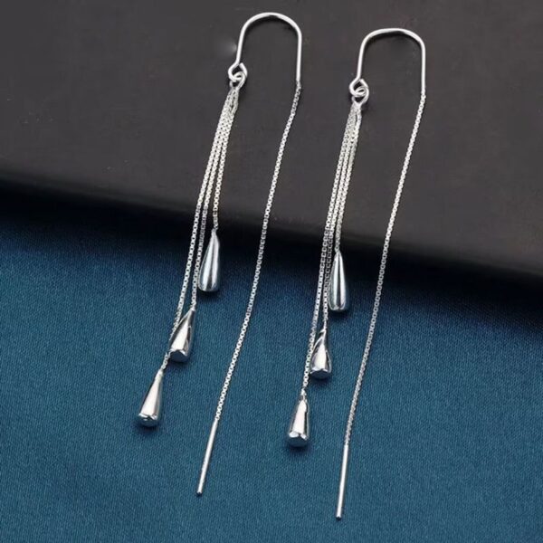 Sterling silver earrings, long ear hooks and tassel earrings