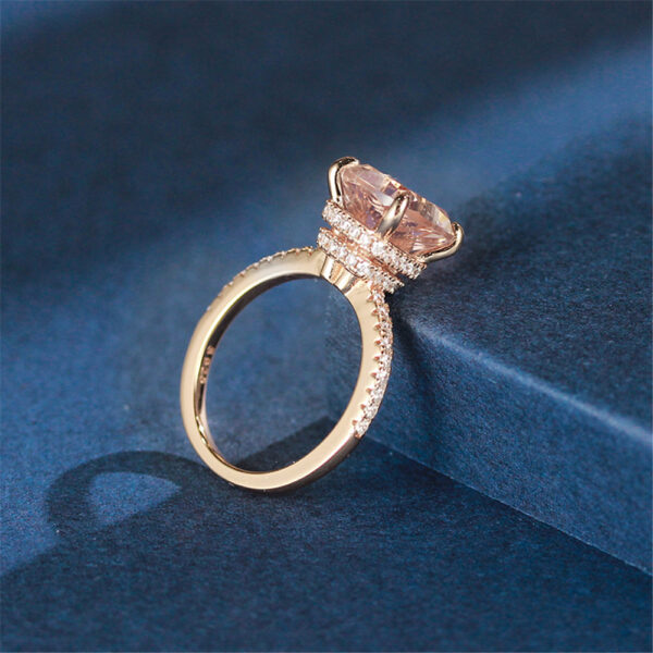 Sterling silver high carbon diamond 5 carat fat square Morgan pink diamond ring - Image 3